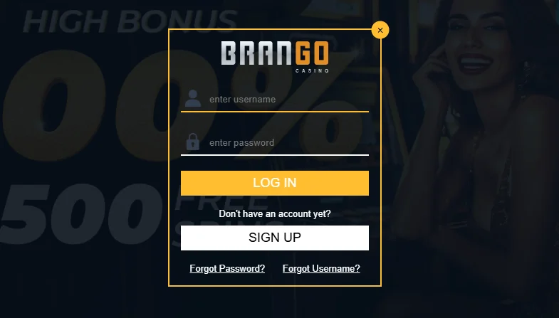 Brango Casino login in